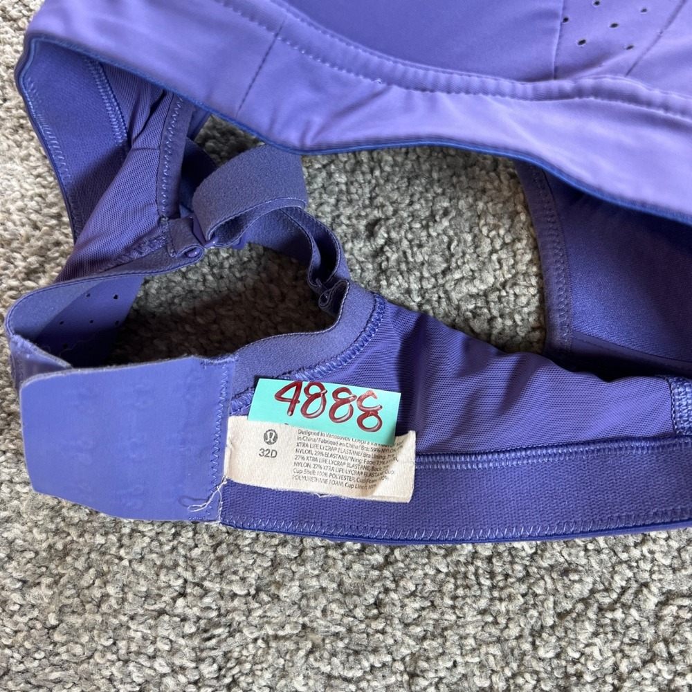 Lululemon Run Times Sports Bra Womens 32D Purple High Support Padded Adjustable - Picture 8 of 12